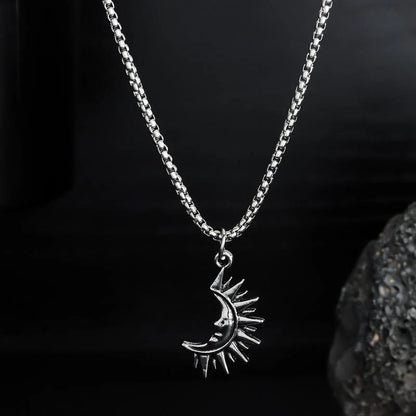 Sun and Moon asymmetrical couple necklace