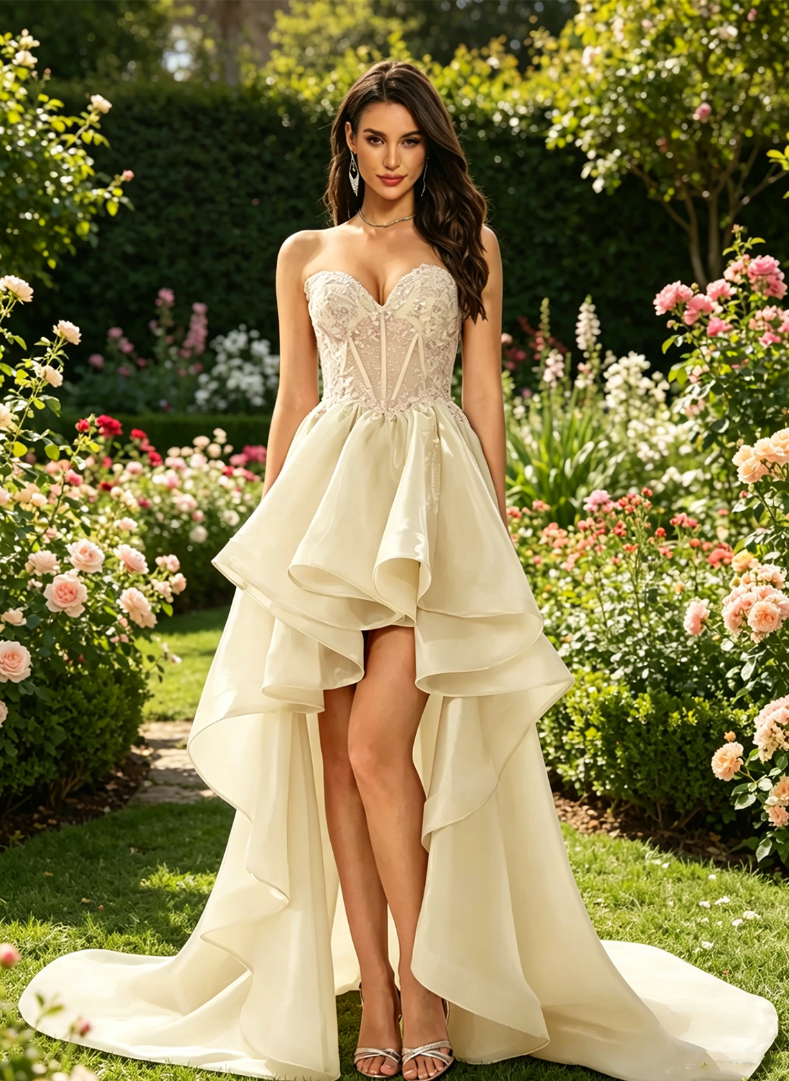 Hi Low Sweetheart Prom Dress with Train