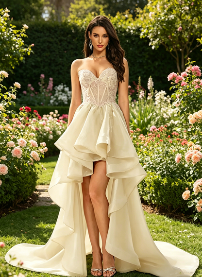 Hi Low Sweetheart Prom Dress with Train