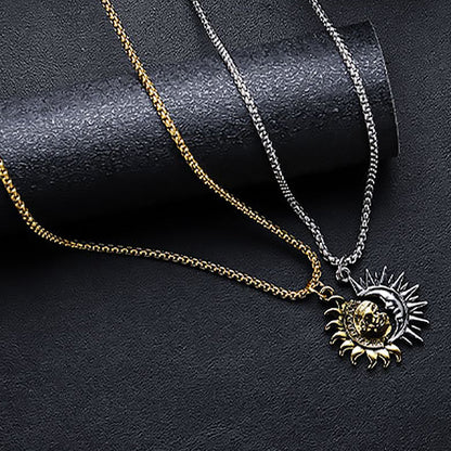 Sun and Moon asymmetrical couple necklace