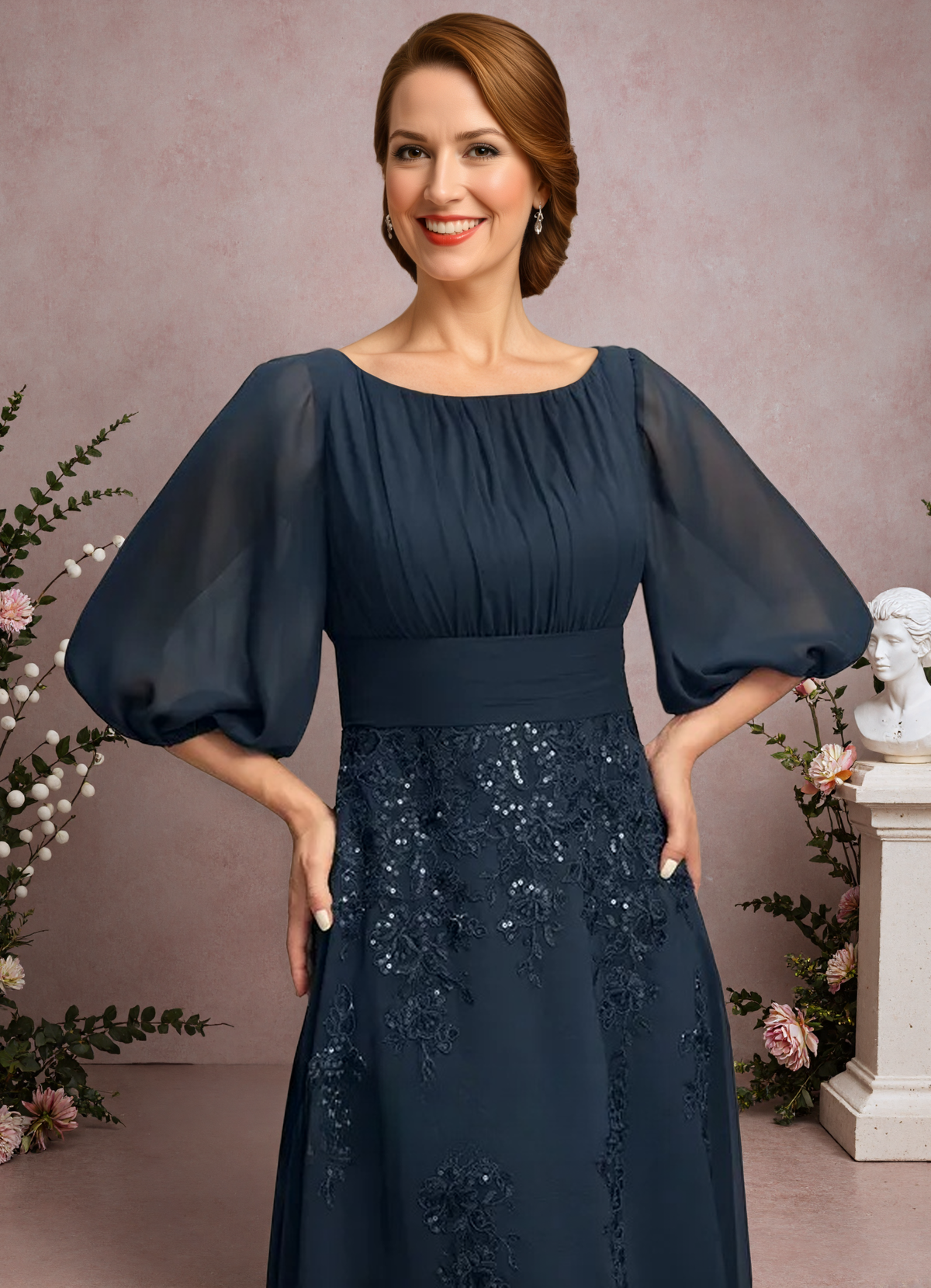 A Line Chiffon Mother of The Bride Dress