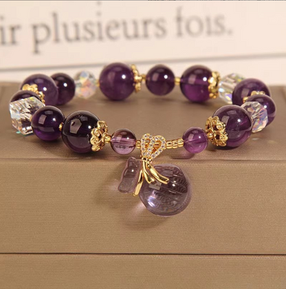 Purple Amethyst Beaded Bracelet for Women