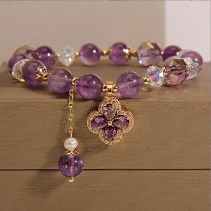 Purple Amethyst Beaded Bracelet for Women