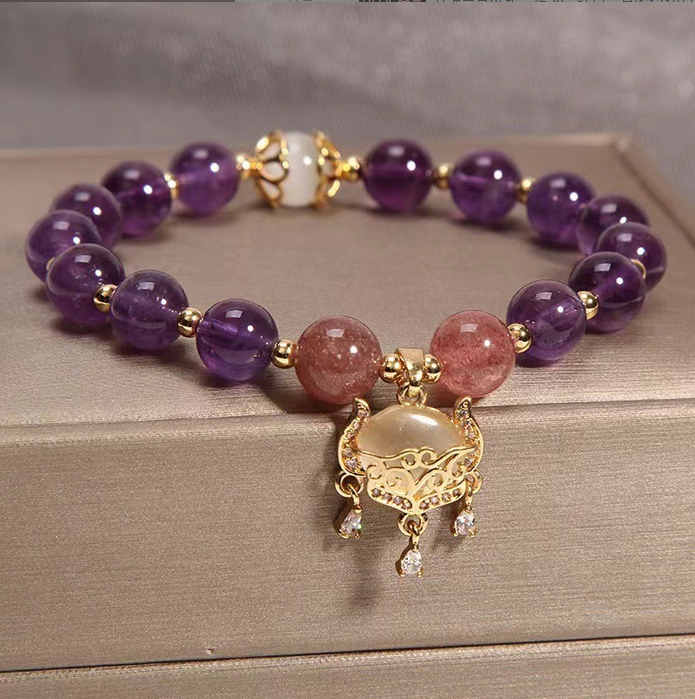 Purple Amethyst Beaded Bracelet for Women