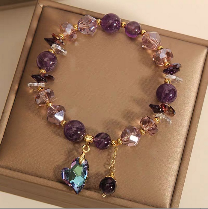 Purple Amethyst Beaded Bracelet for Women