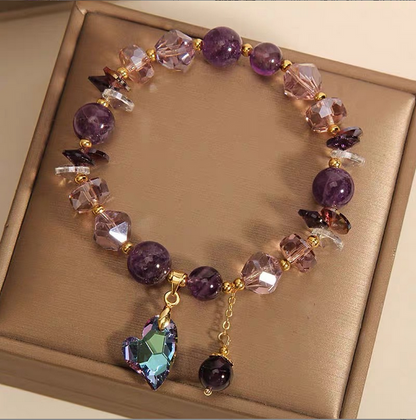 Purple Amethyst Beaded Bracelet for Women