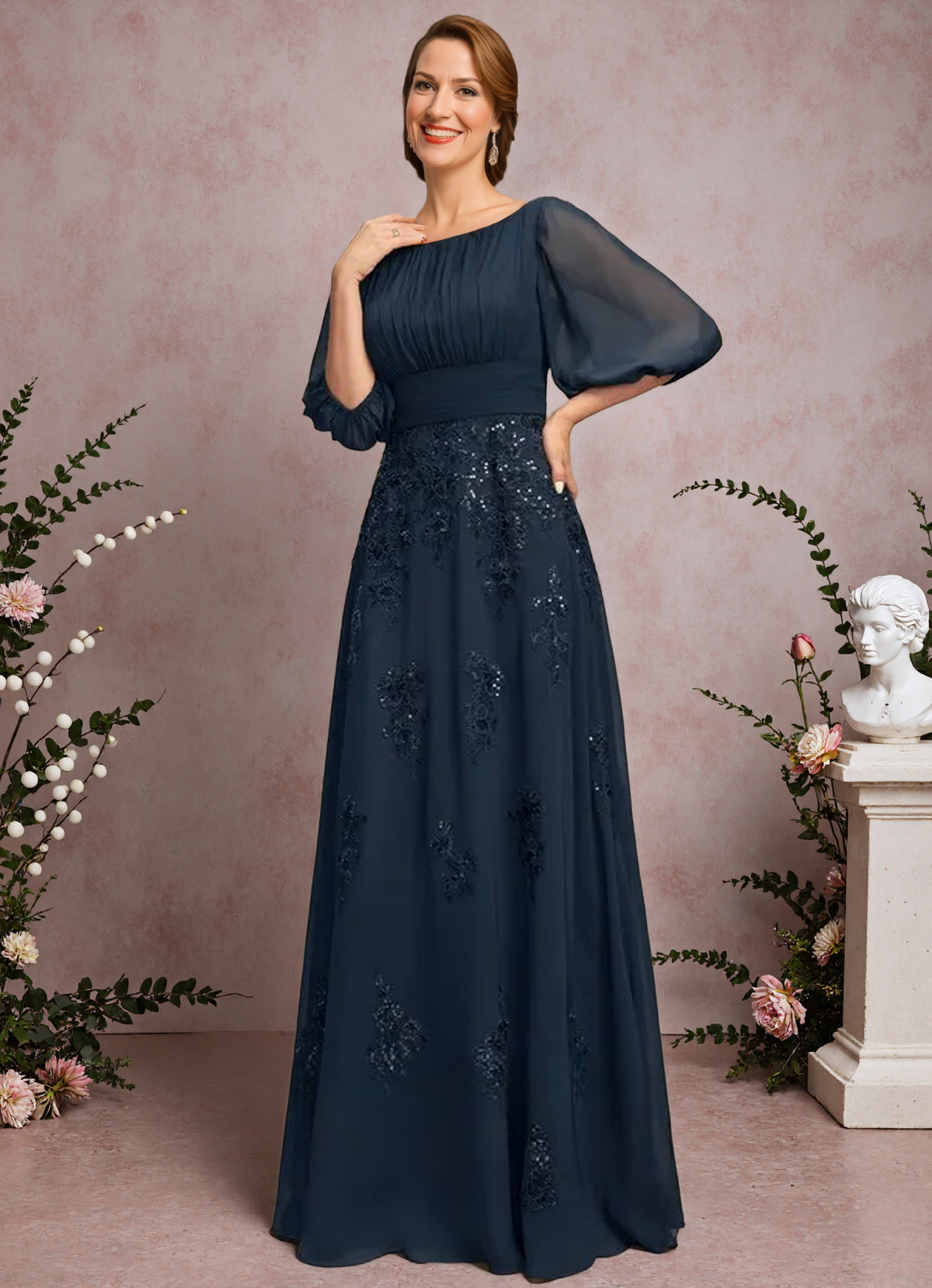 A Line Chiffon Mother of The Bride Dress