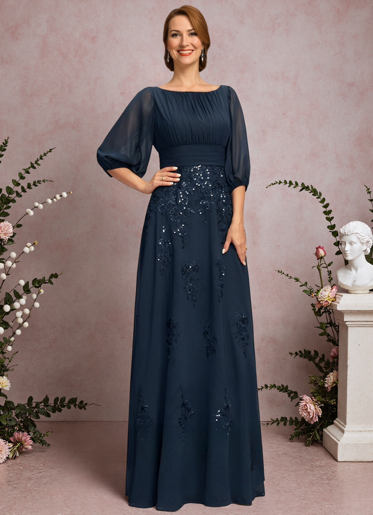 A Line Chiffon Mother of The Bride Dress