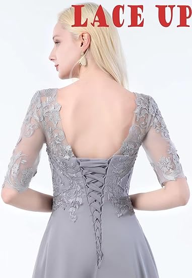 Lace Applique A-Line Mother of the Bride Dress with Short Sleeves