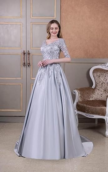 🔥 Hot Sale! 47% OFF 🔥V-Neck Satin Mother of the Bride Dress with Appliques🎉