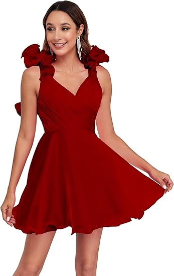 🔥 Hot Sale! 47% OFF 🔥Women's Ruffle A-Line Backless Homecoming Dress for Teens🎉