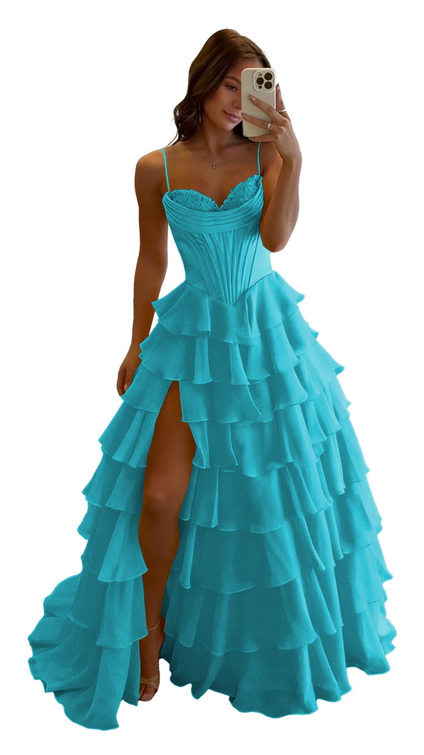 Spaghetti Straps Prom Dresses Long Homecoming Dress