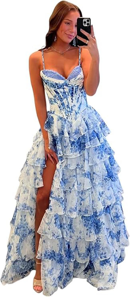 Spaghetti Straps Prom Dresses Long Homecoming Dress