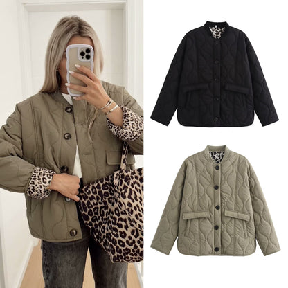 Chic  Leopard Print Lining Cotton Jacket puffer jacket hottest autumn jacket