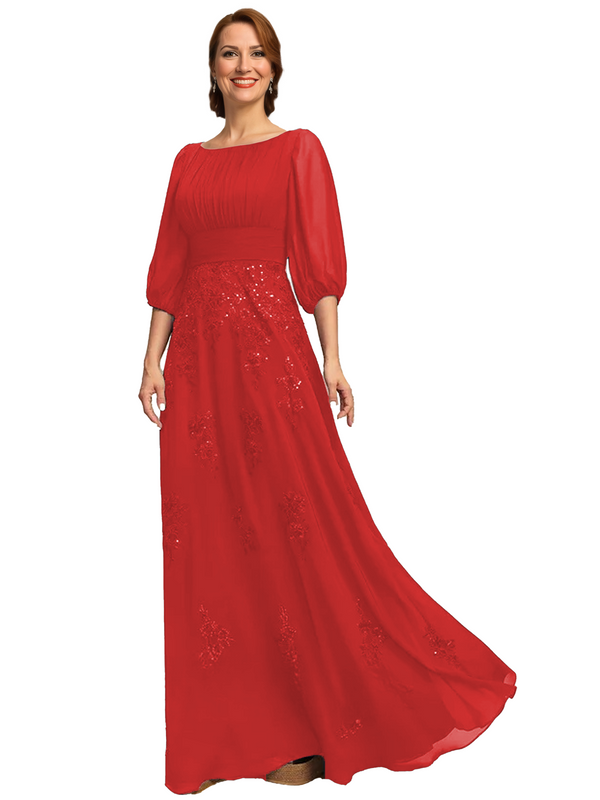 A Line Chiffon Mother of The Bride Dress