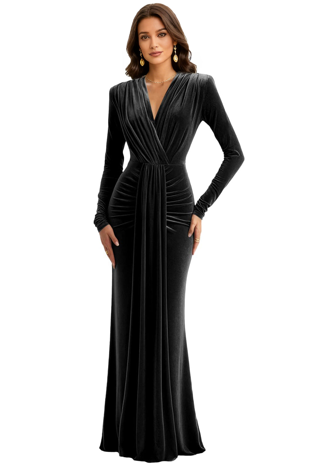 Velvet V Neck Mermaid Formal Prom Dress