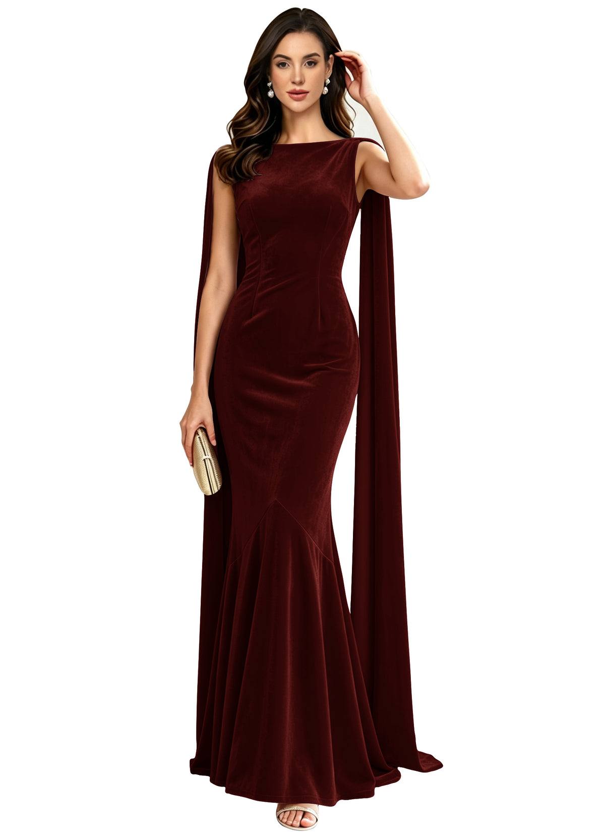 Velvet A-line Mermaid Formal Evening Dress