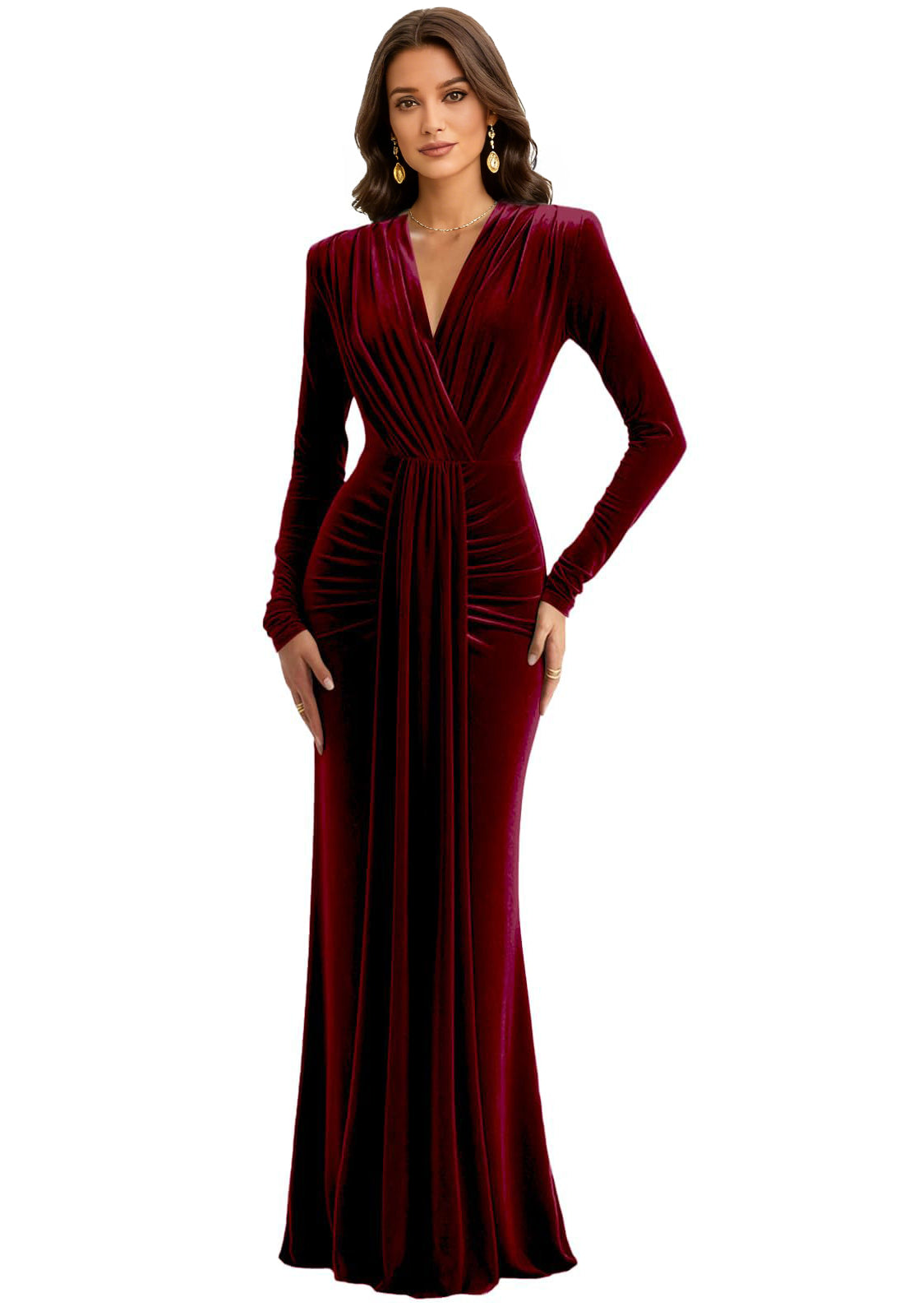 Velvet V Neck Mermaid Formal Prom Dress
