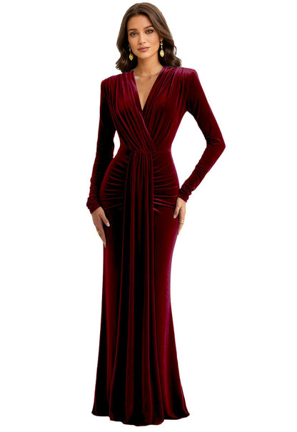 Velvet V Neck Mermaid Formal Prom Dress