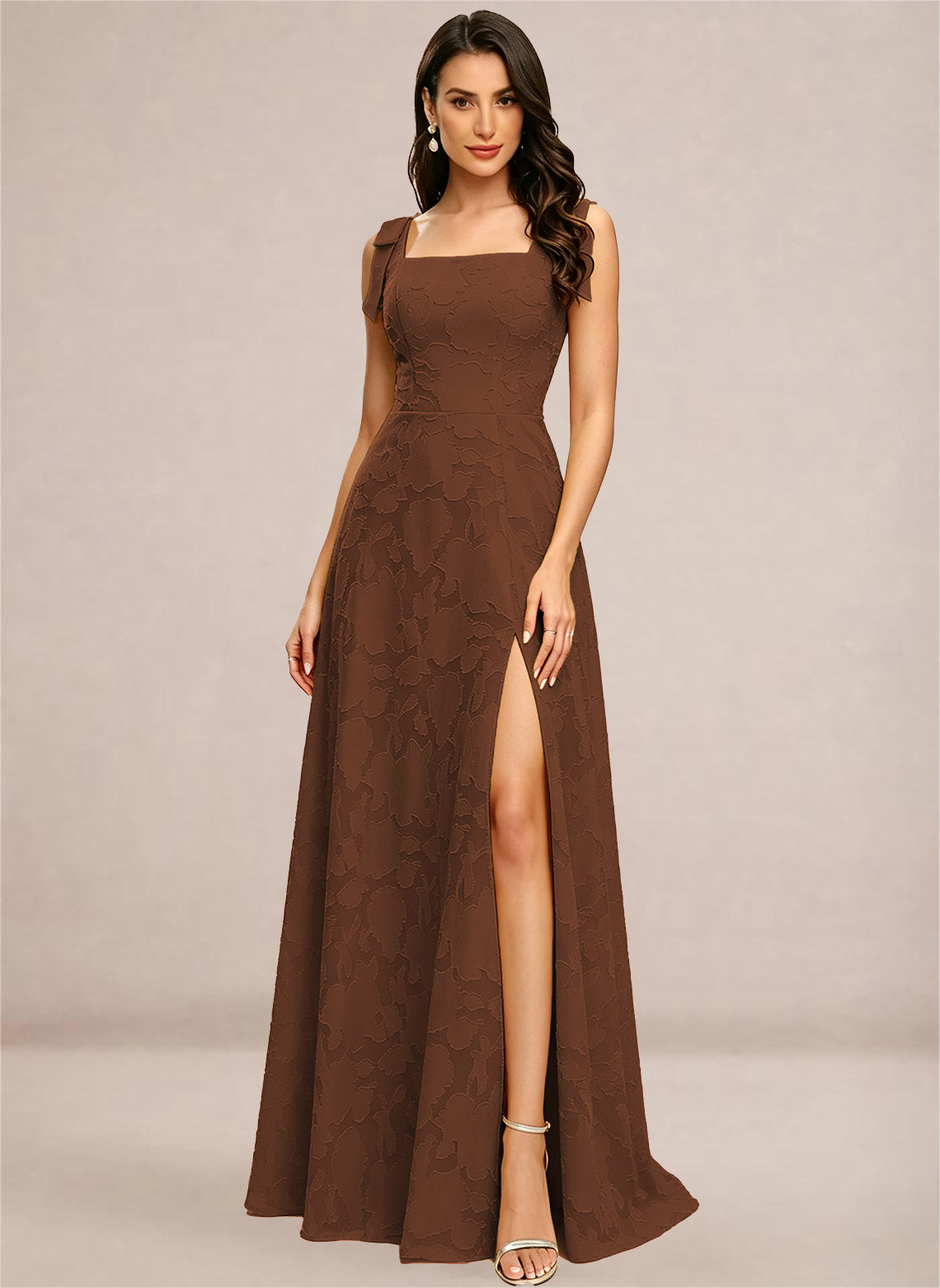 Chiffon Floral A-line Square Neck Bridesmaid Dresses