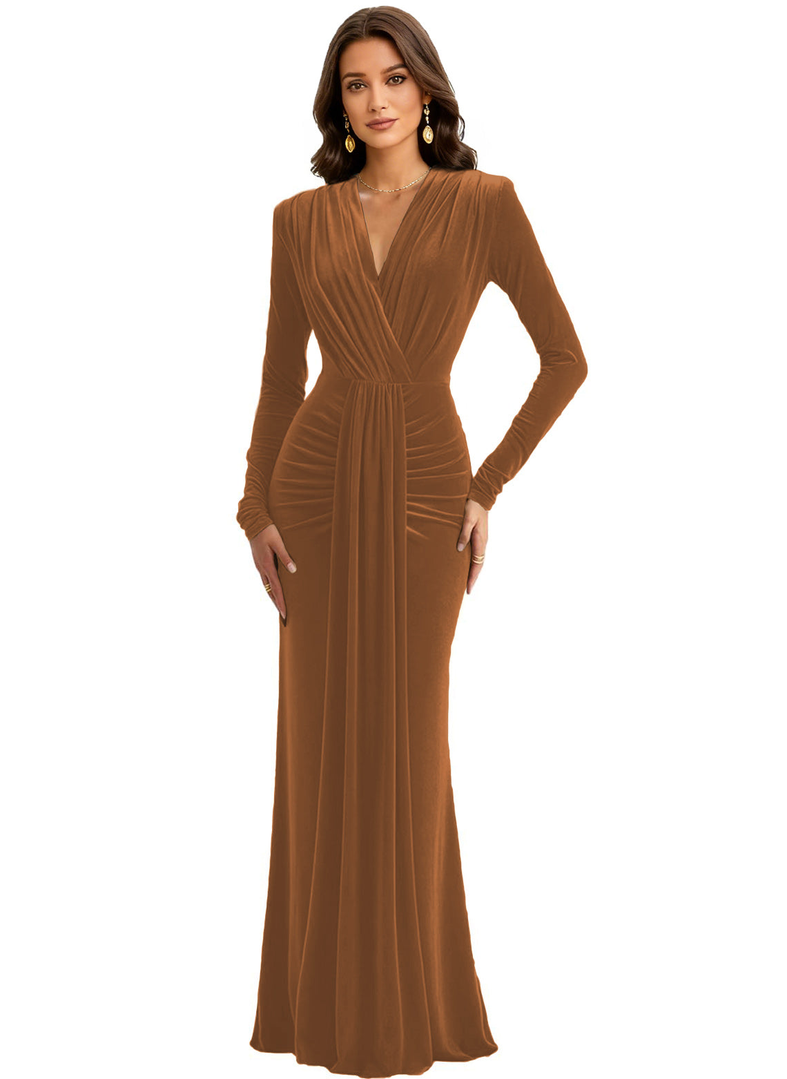 Velvet V Neck Mermaid Formal Prom Dress