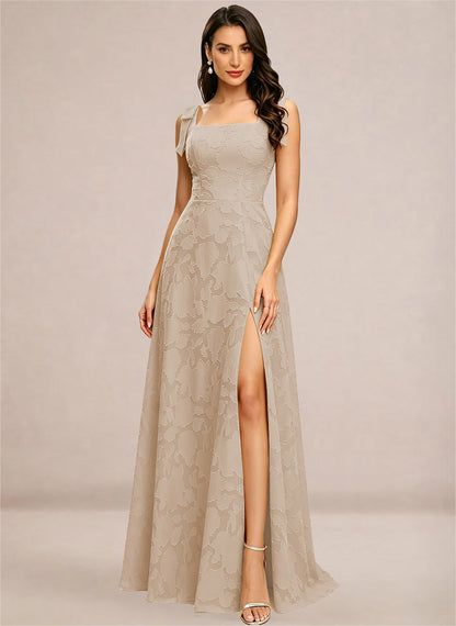 Chiffon Floral A-line Square Neck Bridesmaid Dresses