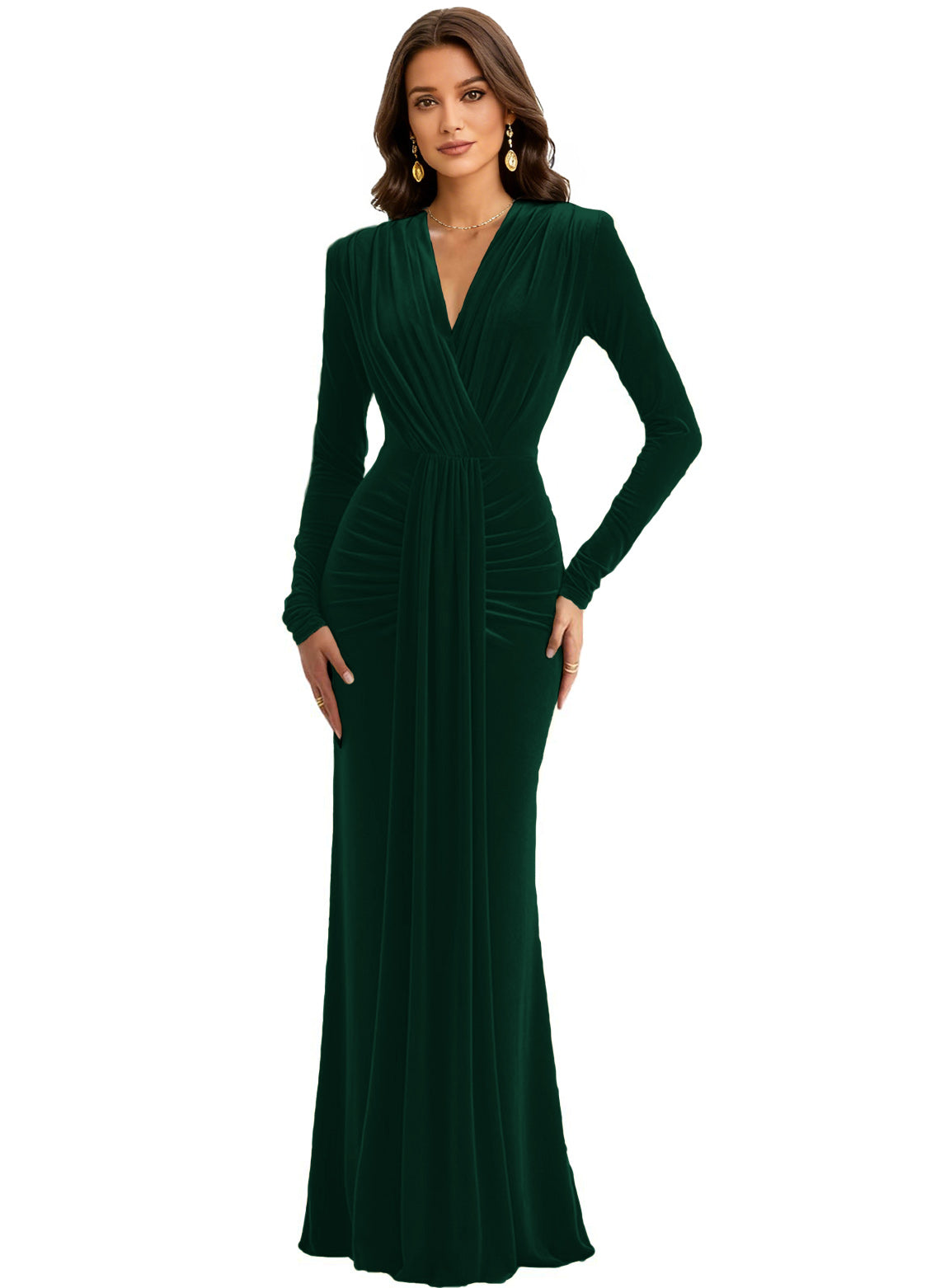 Velvet V Neck Mermaid Formal Prom Dress