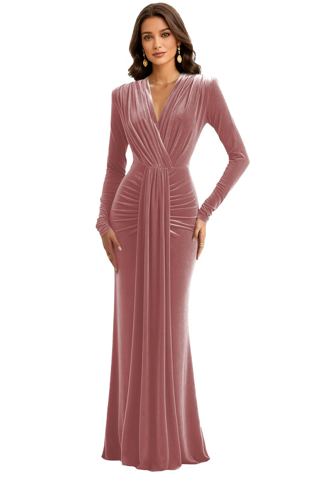 Velvet V Neck Mermaid Formal Prom Dress