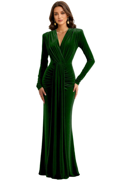 Velvet V Neck Mermaid Formal Prom Dress