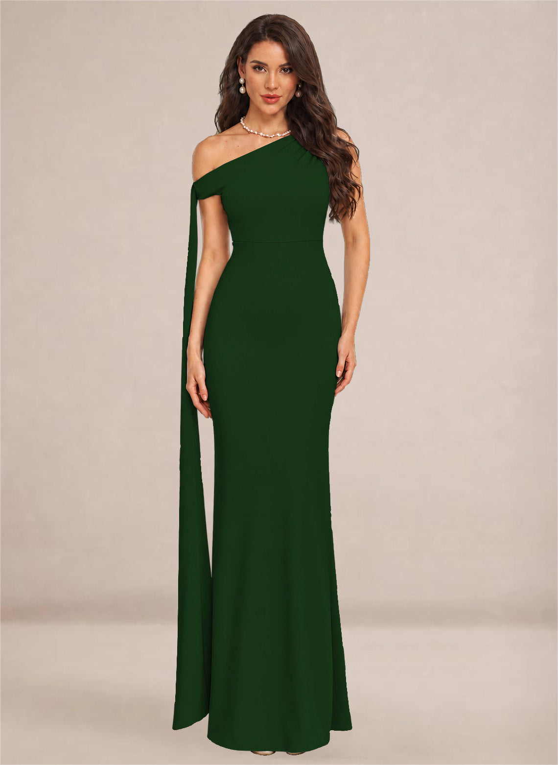 One Shoulder Sheath Stretch Satin Bridesmaid Dresses