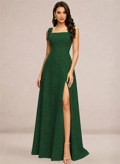 Chiffon Floral A-line Square Neck Bridesmaid Dresses