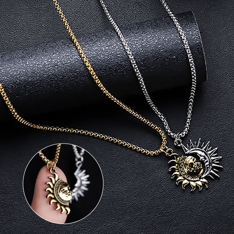 Sun and Moon asymmetrical couple necklace