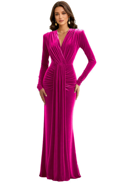 Velvet V Neck Mermaid Formal Prom Dress
