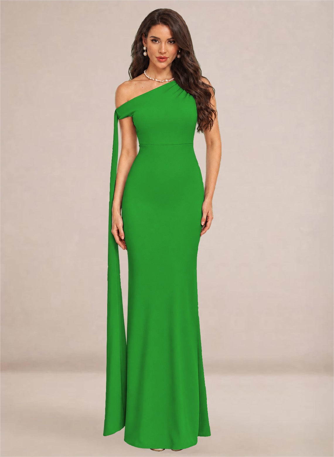 One Shoulder Sheath Stretch Satin Bridesmaid Dresses