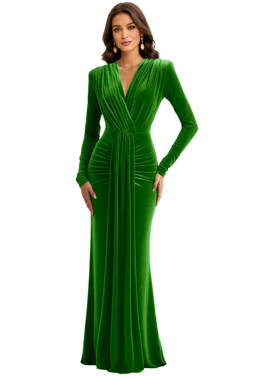 Velvet V Neck Mermaid Formal Prom Dress