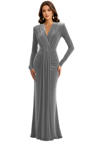 Velvet V Neck Mermaid Formal Prom Dress