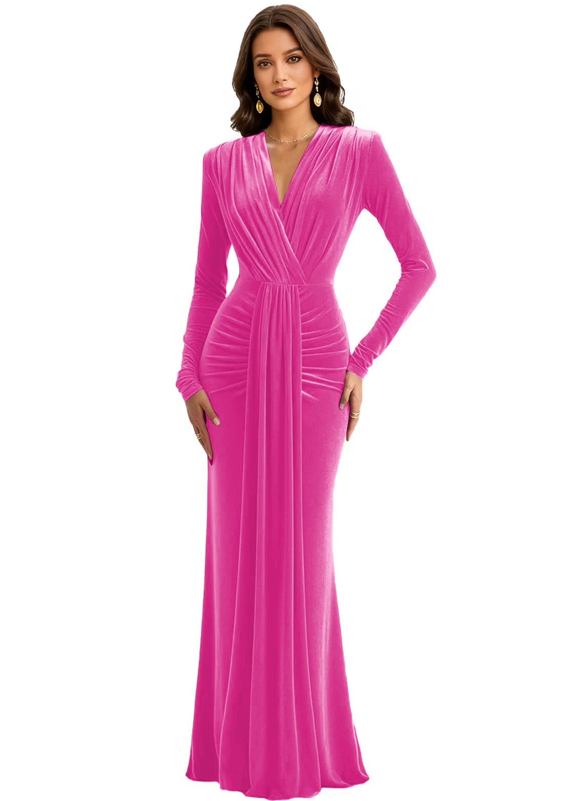 Velvet V Neck Mermaid Formal Prom Dress