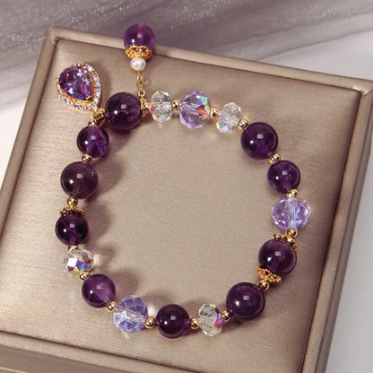 Purple Amethyst Beaded Bracelet for Women