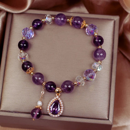 Purple Amethyst Beaded Bracelet for Women