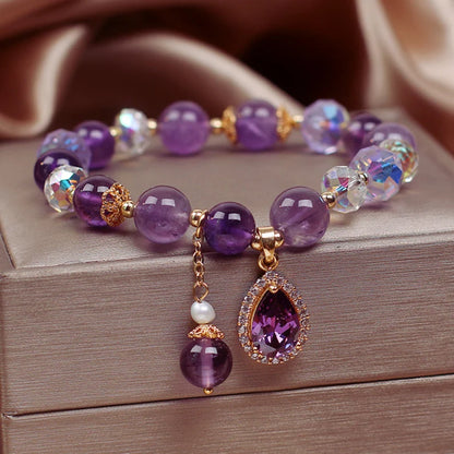 Purple Amethyst Beaded Bracelet for Women