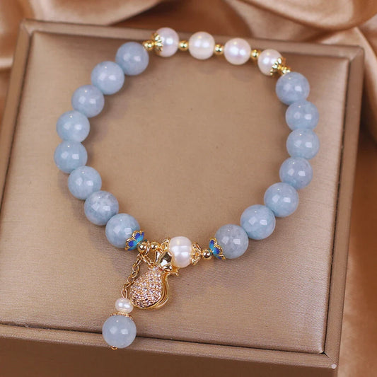 Blue Crystal Beaded Bracelet for Women