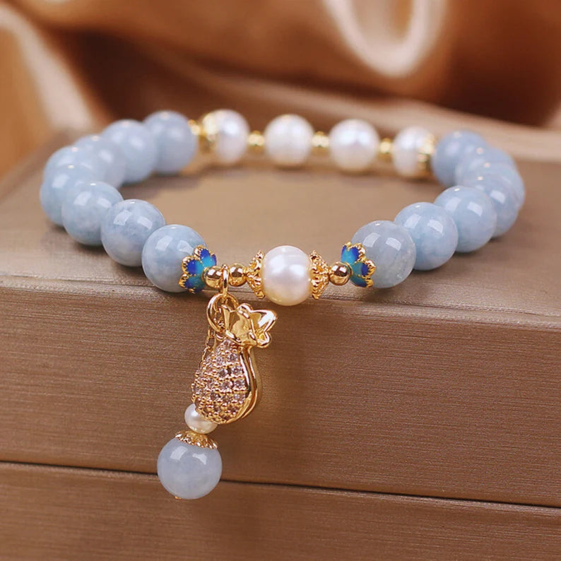 Blue Crystal Beaded Bracelet for Women