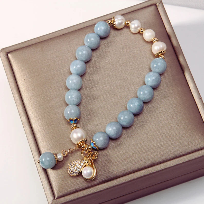 Blue Crystal Beaded Bracelet for Women