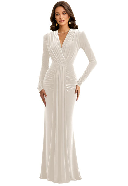 Velvet V Neck Mermaid Formal Prom Dress