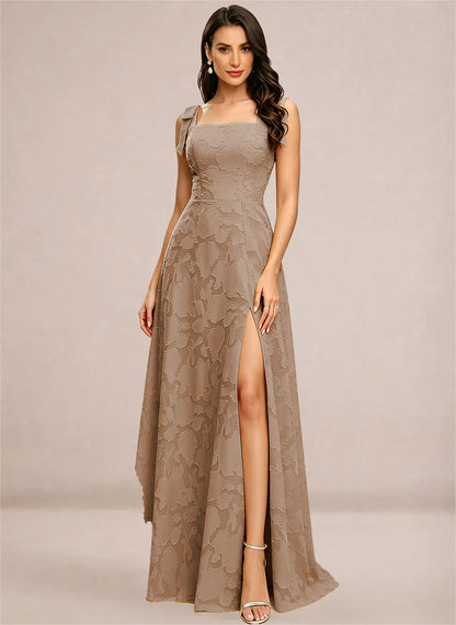 Chiffon Floral A-line Square Neck Bridesmaid Dresses