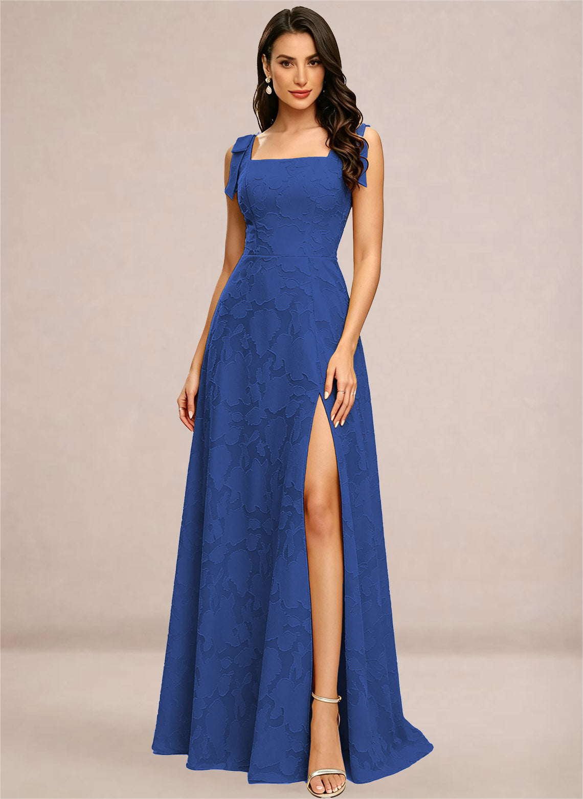 Chiffon Floral A-line Square Neck Bridesmaid Dresses