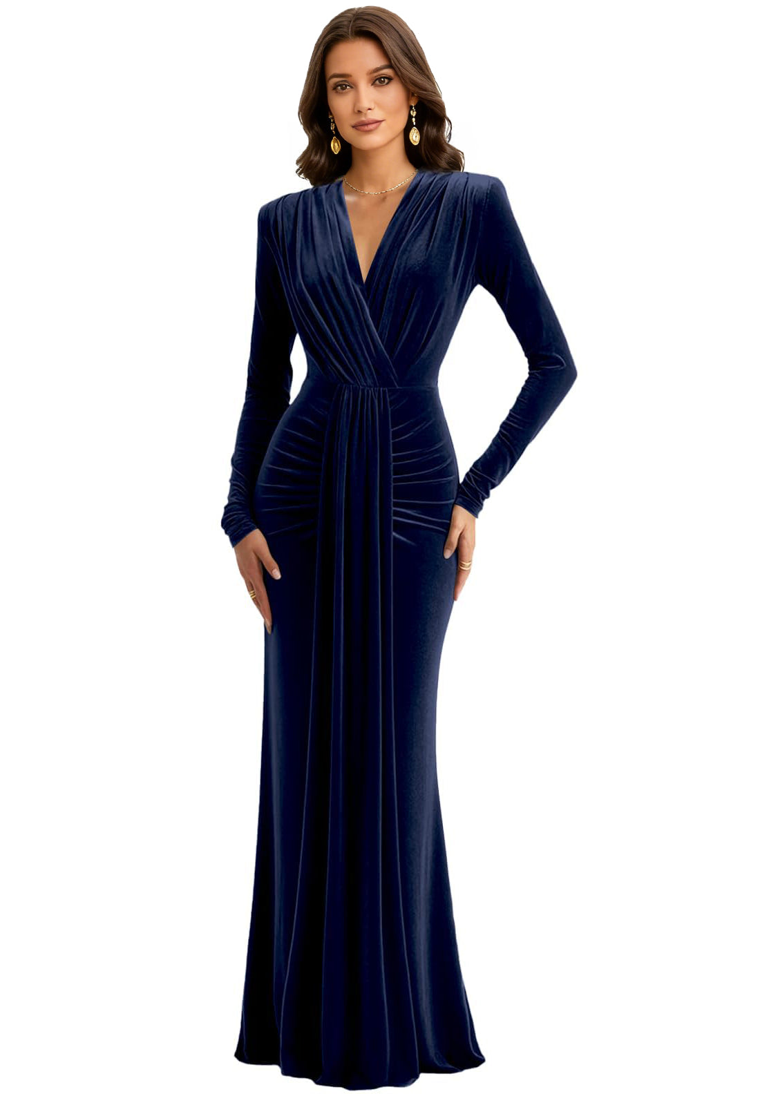 Velvet V Neck Mermaid Formal Prom Dress