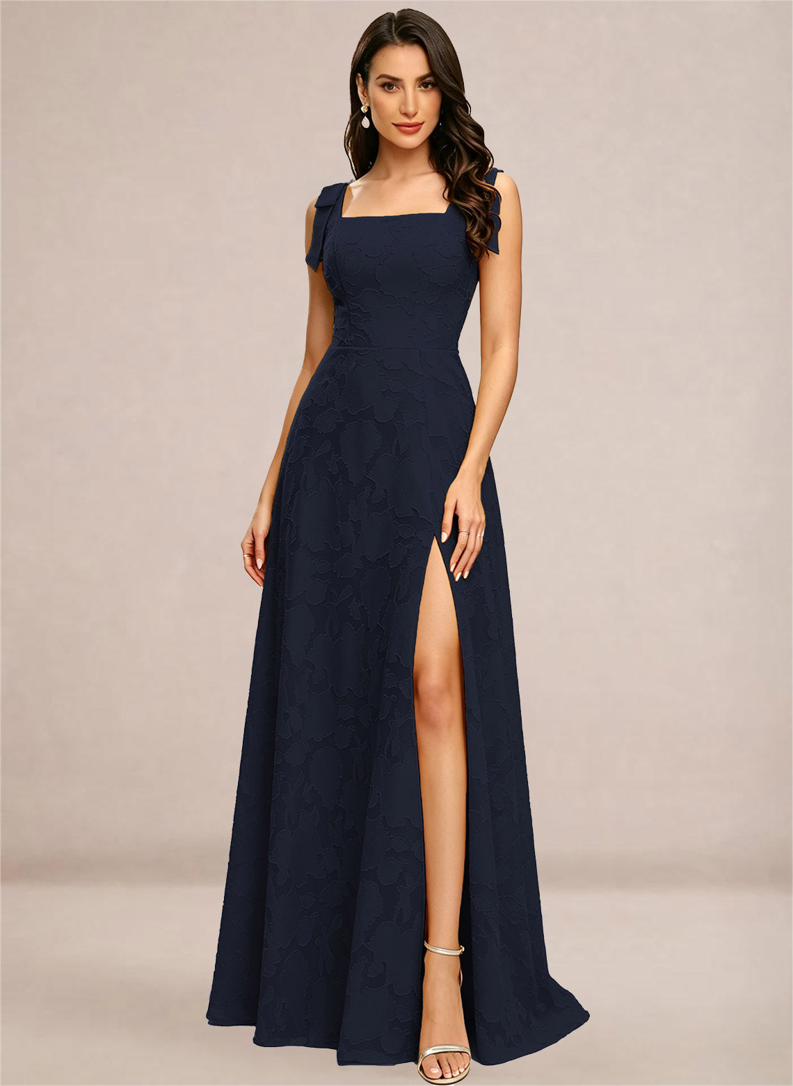 Chiffon Floral A-line Square Neck Bridesmaid Dresses