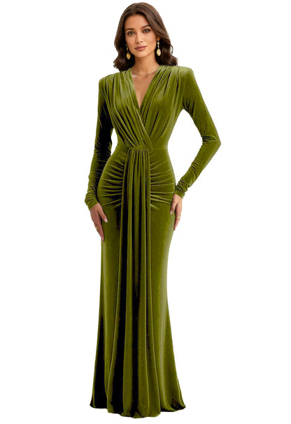 Velvet V Neck Mermaid Formal Prom Dress