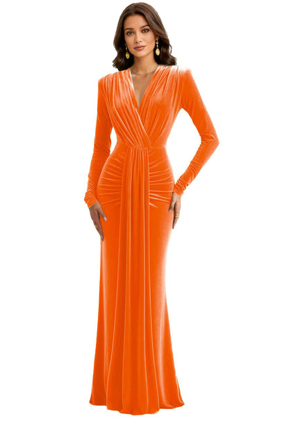 Velvet V Neck Mermaid Formal Prom Dress